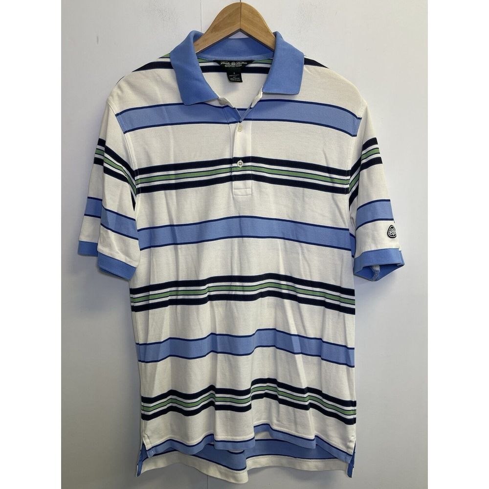 Brooks Brothers Country Club Polo Shirt Men's XL‎ Blue Stripe Performance Knit
